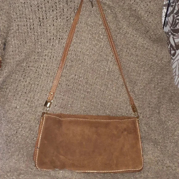 VINTAGE 1970'S-FANNY-BAG BRAND-Brown Suede Shoulder Bag-Very Good - Picture 3 of 8